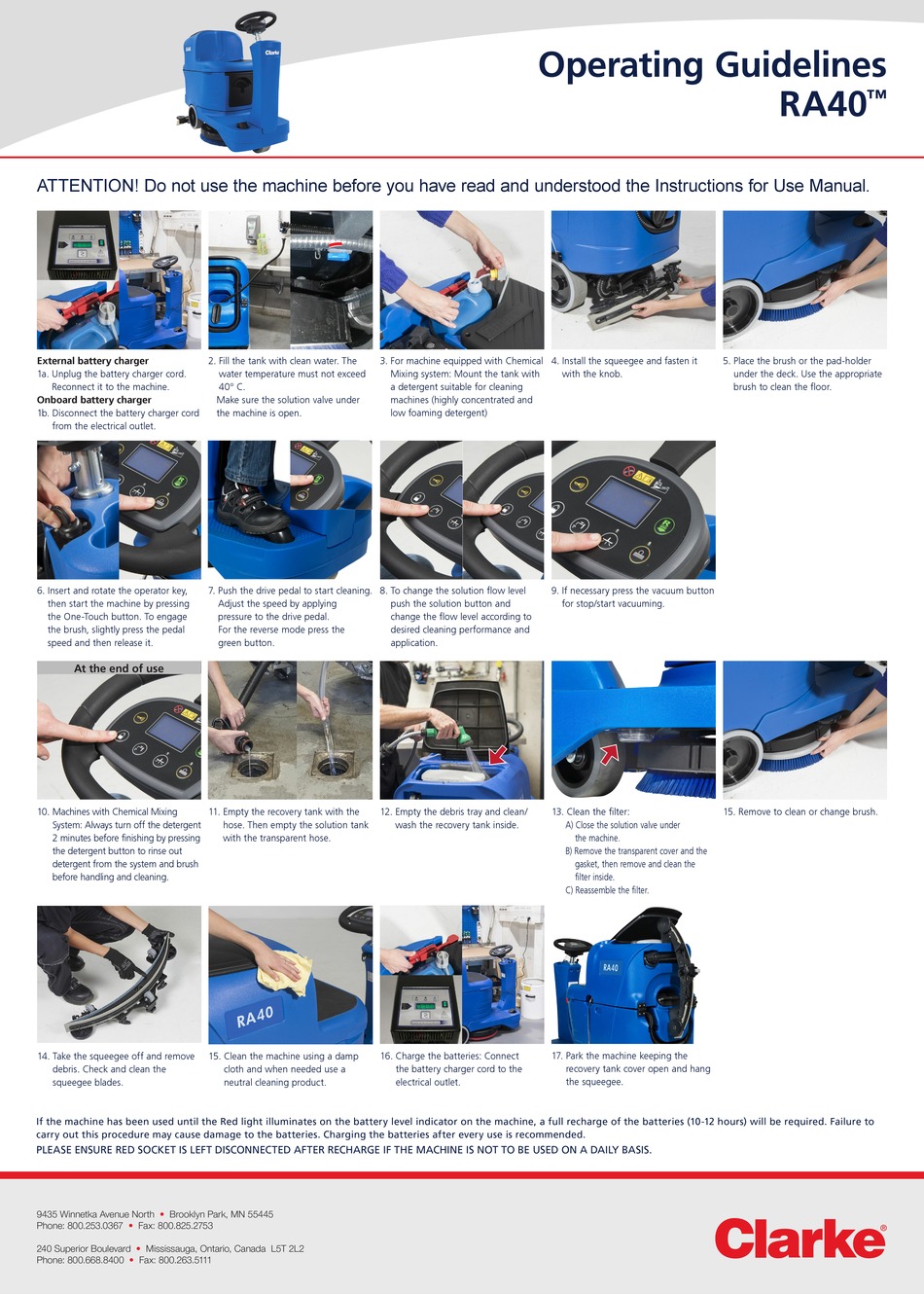CLARKE RA40 OPERATING MANUALLINES Pdf Download ManualsLib
