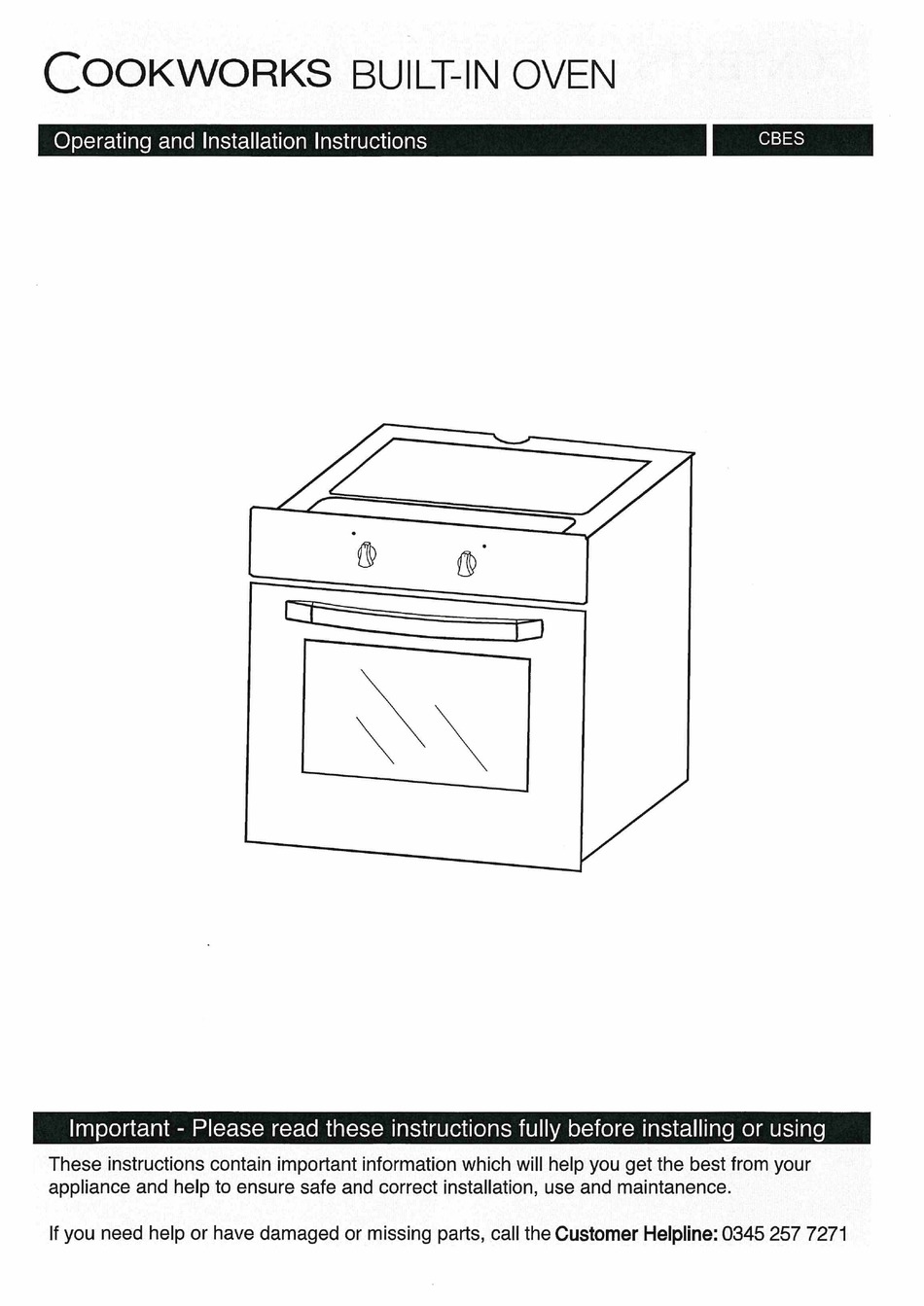 cookworks oven and hob instructions