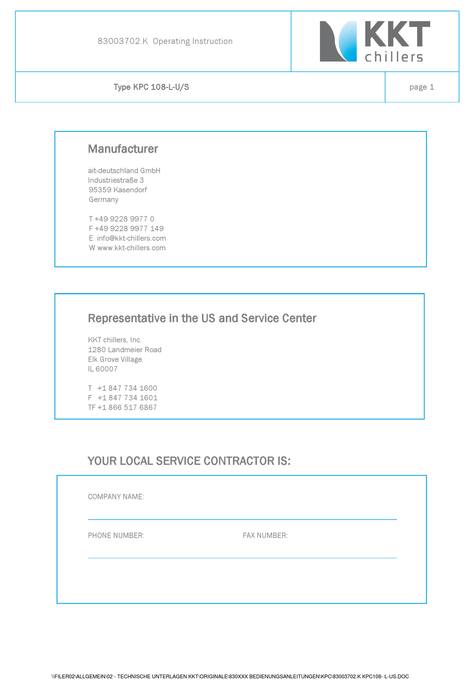 KKT KPC 108-L-U/S OPERATING INSTRUCTION Pdf Download | ManualsLib