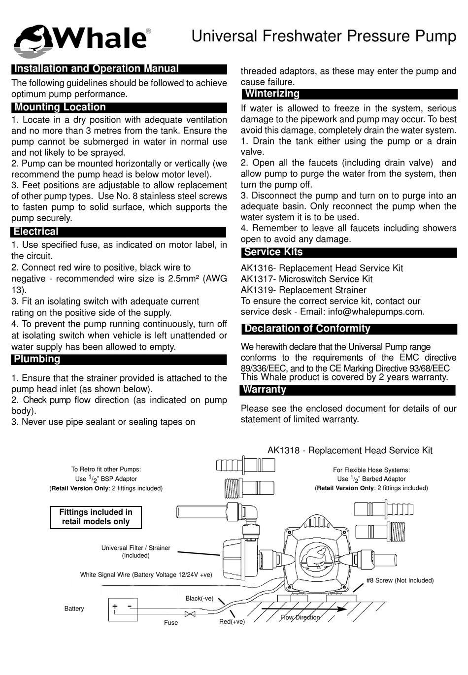 WHALE AK1316 INSTALLATION AND OPERATION MANUAL Pdf Download ManualsLib