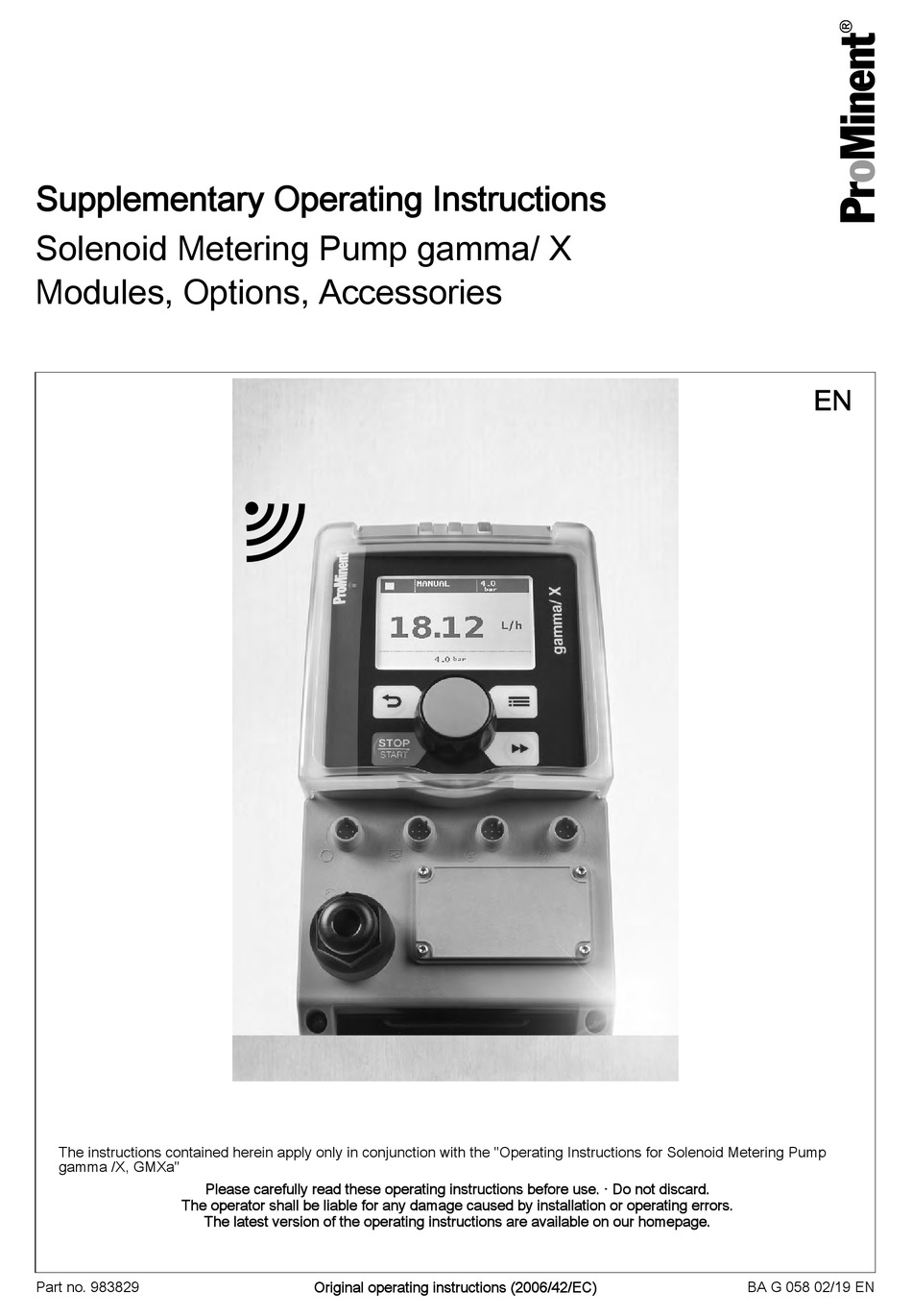 PROMINENT GAMMA/ X SUPPLEMENTARY OPERATING INSTRUCTIONS Pdf Download ...