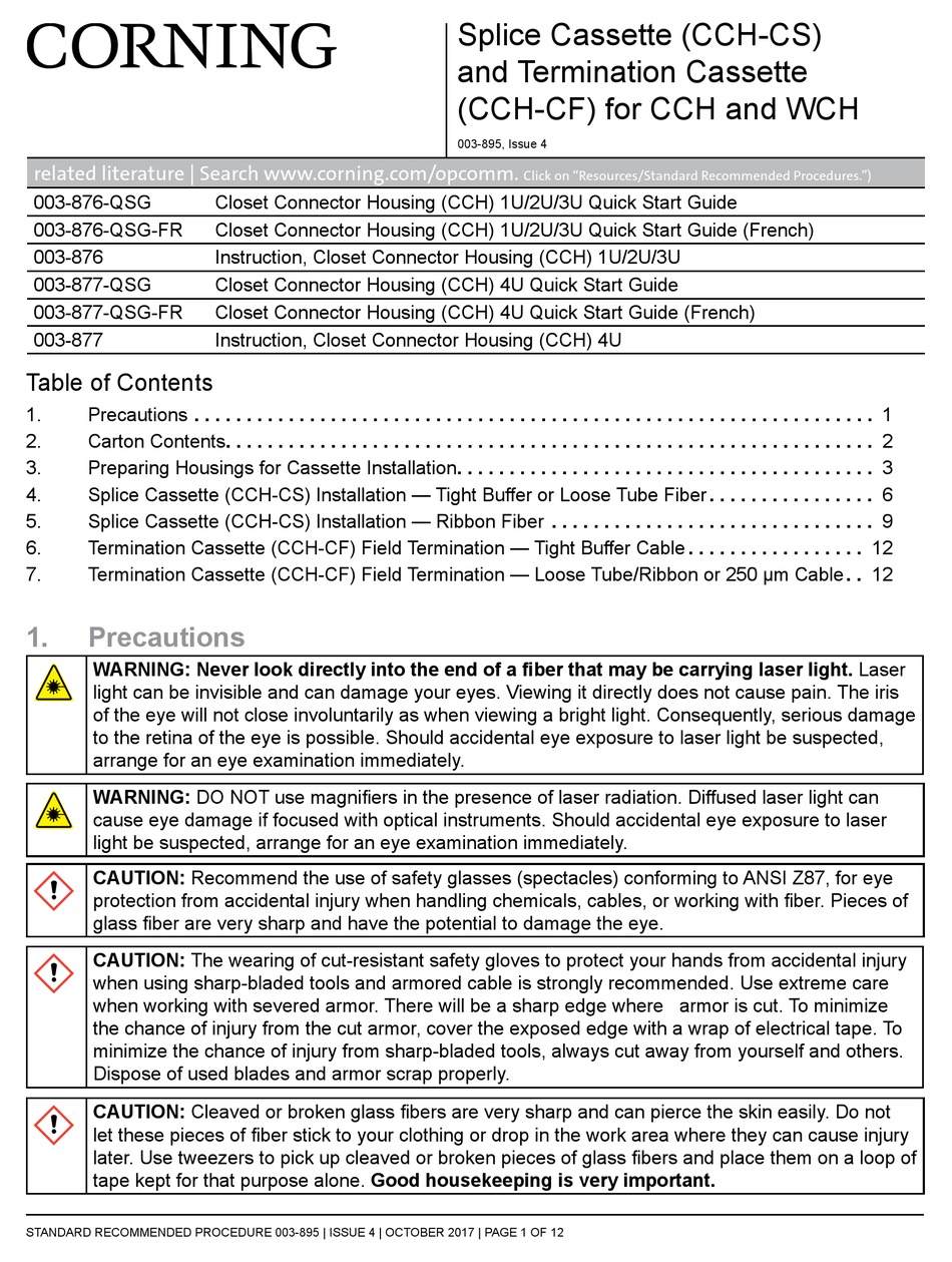 CORNING CCHCS QUICK START MANUAL Pdf Download ManualsLib