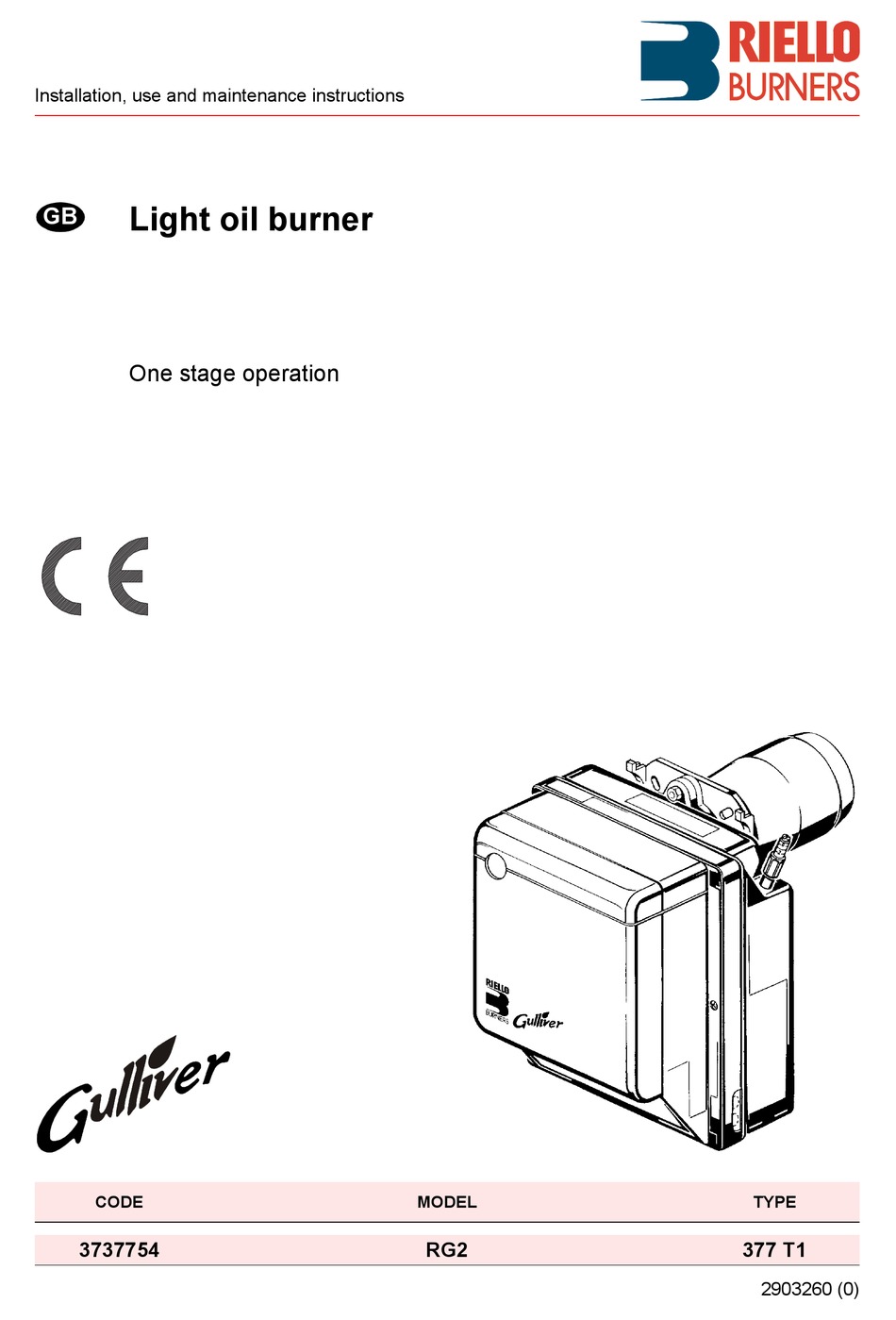 RIELLO BURNERS RG2 INSTALLATION USE AND MAINTENANCE INSTRUCTIONS Pdf