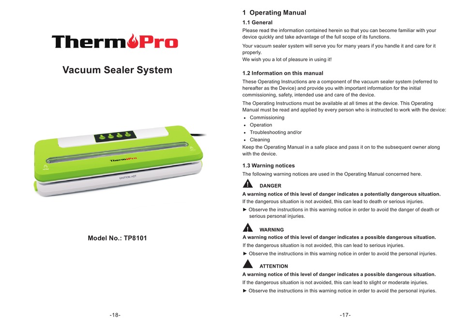 THERMOPRO TP8101 OPERATING MANUAL Pdf Download | ManualsLib