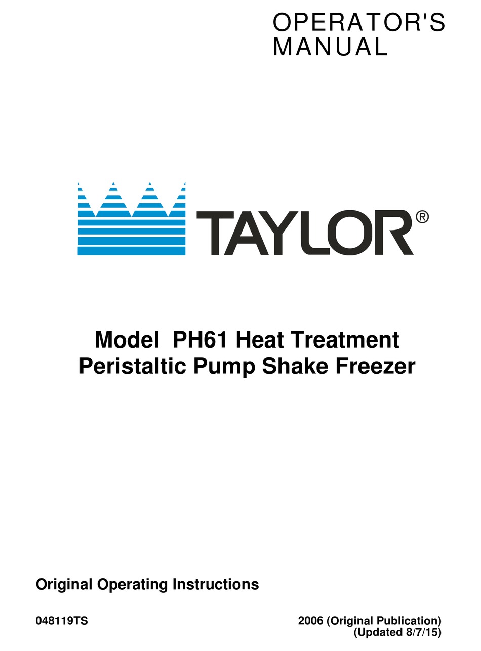 Taylor Ph61 Operator S Manual Pdf Download Manualslib