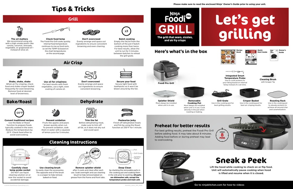 Instruction Manual Ninja Foodi Troubleshooting Grill Cooking Cheat