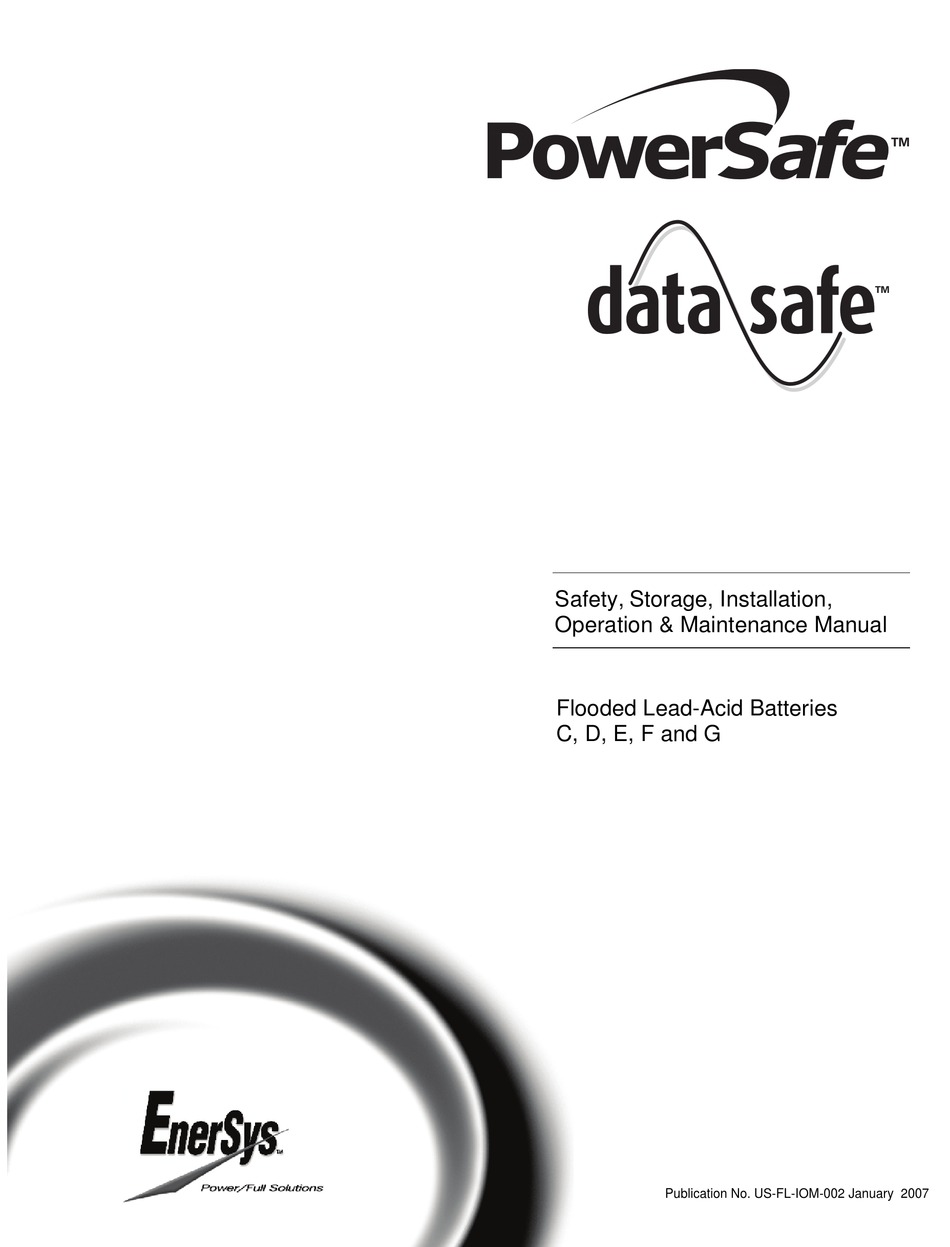 ENERSYS POWERSAFE DATA SAFE OPERATION & MAINTENANCE MANUAL Pdf Download