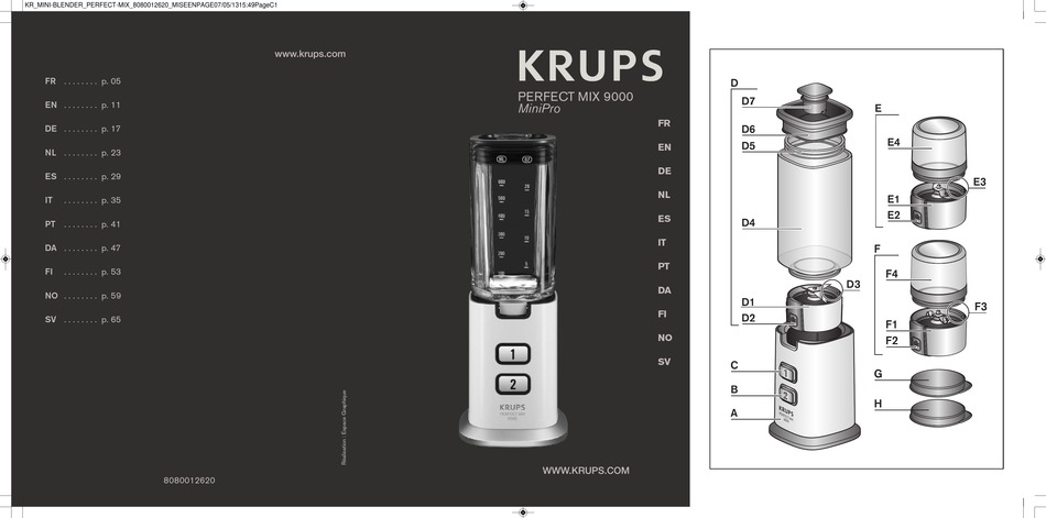 KRUPS PERFECT MIX MINIPRO 9000 SERIES MANUAL Pdf Download | ManualsLib