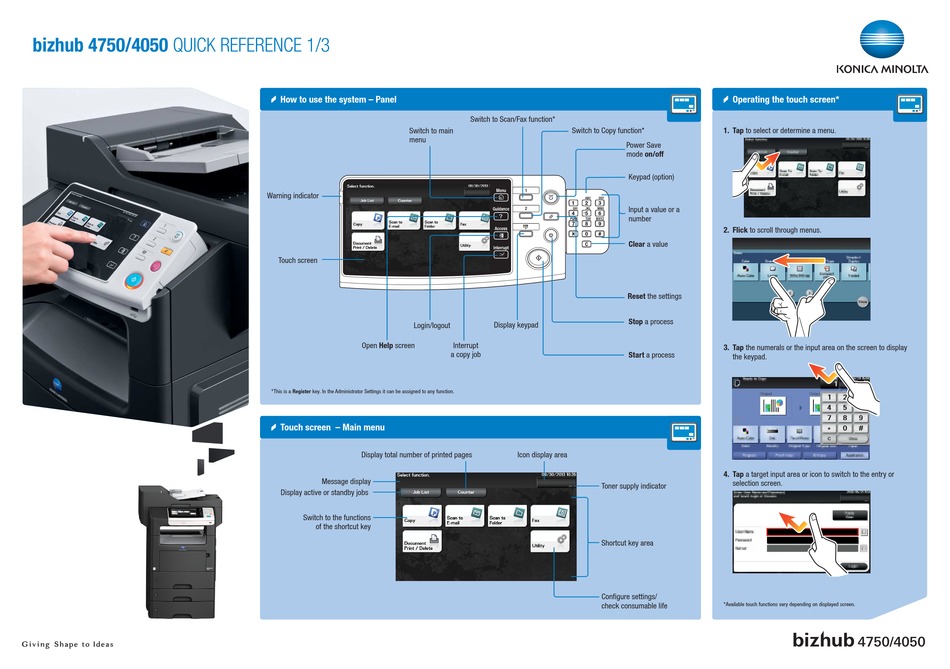 KONICA MINOLTA BIZHUB 4750 QUICK REFERENCE Pdf Download ManualsLib