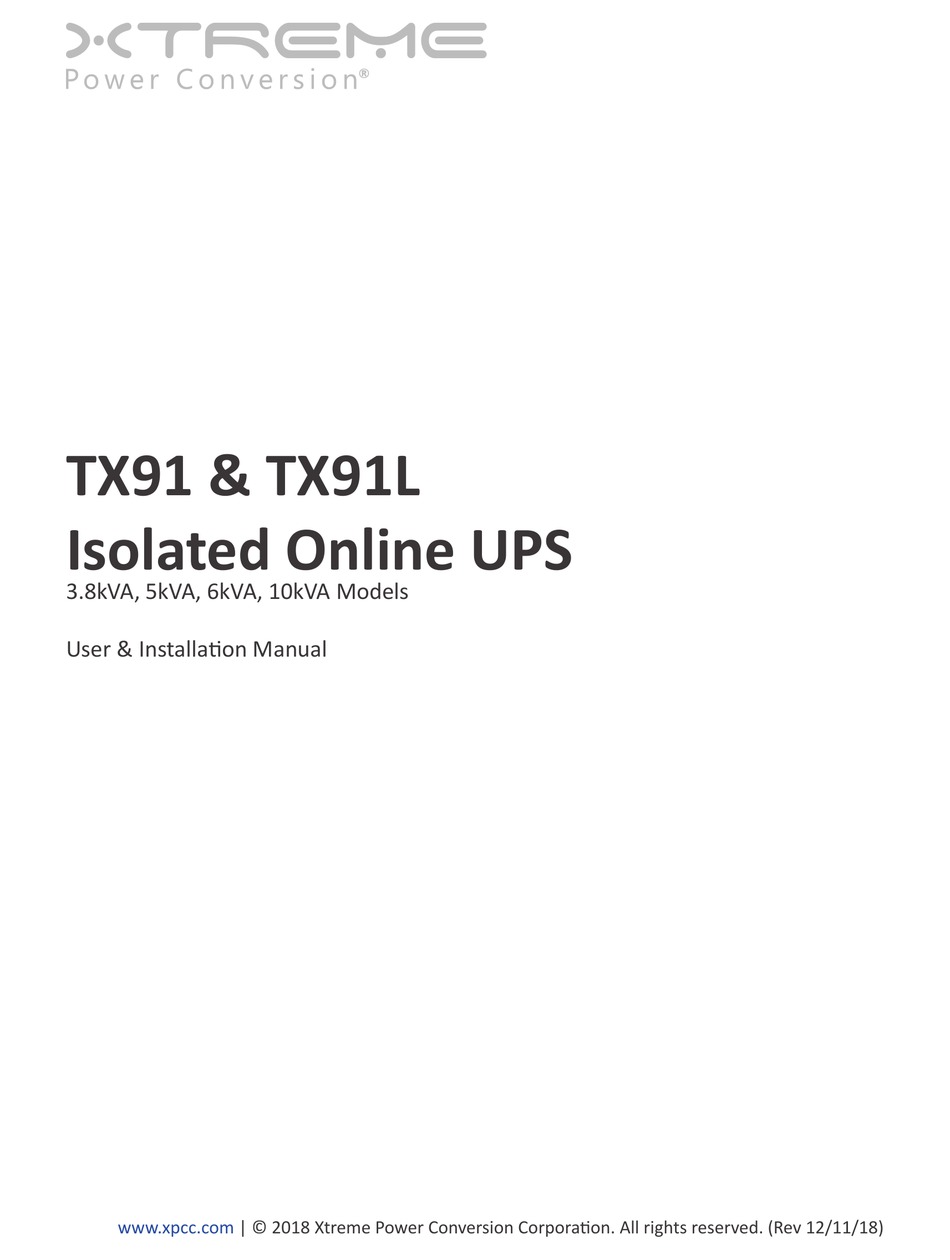 XTREME TX91 USER & INSTALLATION MANUAL Pdf Download ManualsLib