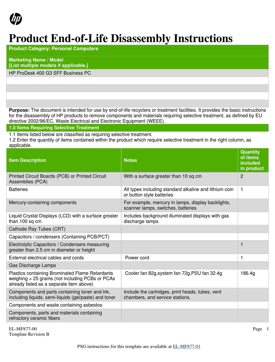 Hp Prodesk 400 G3 Disassembly Instructions Manual Pdf Download Manualslib