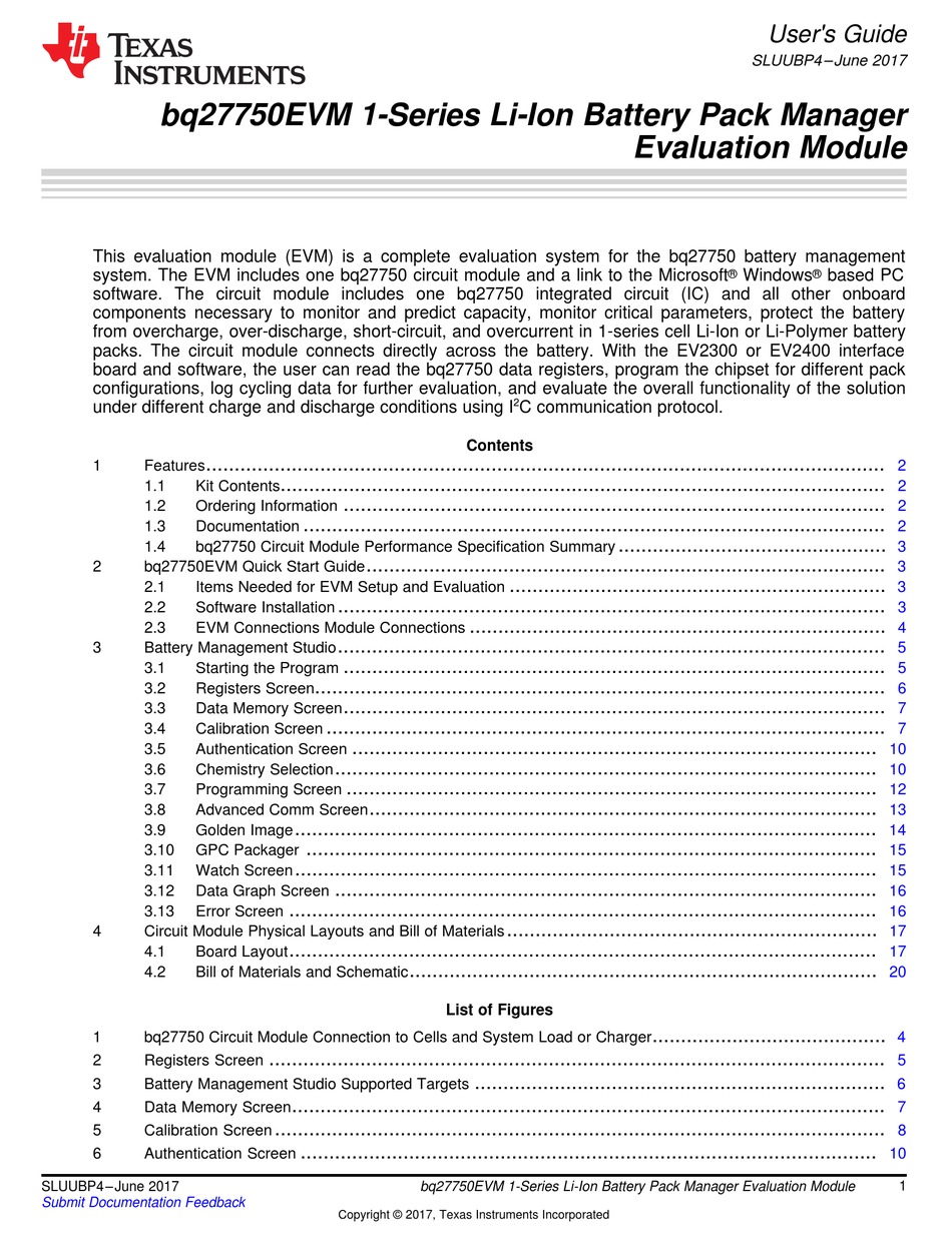 TEXAS INSTRUMENTS BQ27750EVM USER MANUAL Pdf Download ManualsLib
