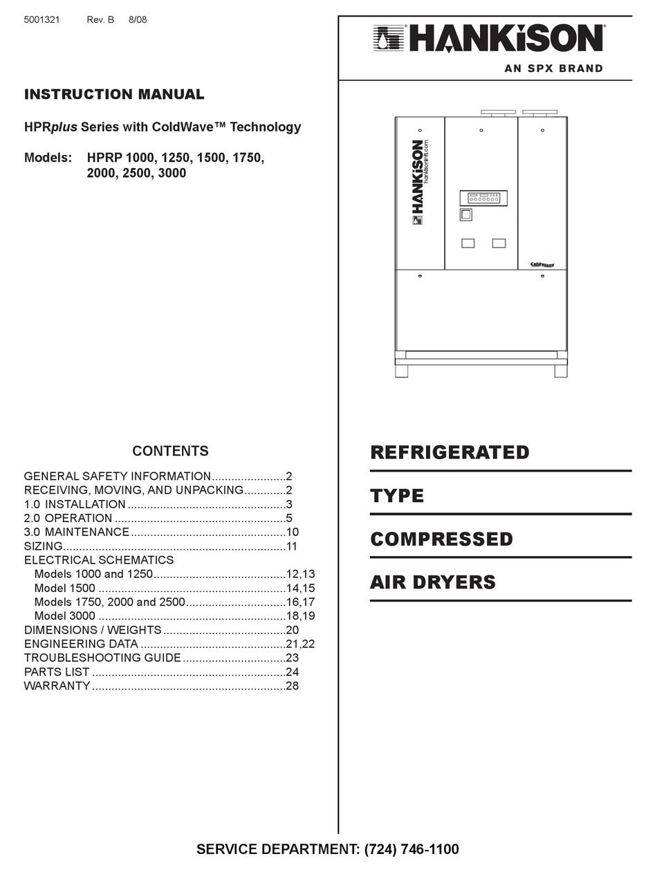 SPX HANKISON HPRPLUS SERIES INSTRUCTION MANUAL Pdf Download ManualsLib