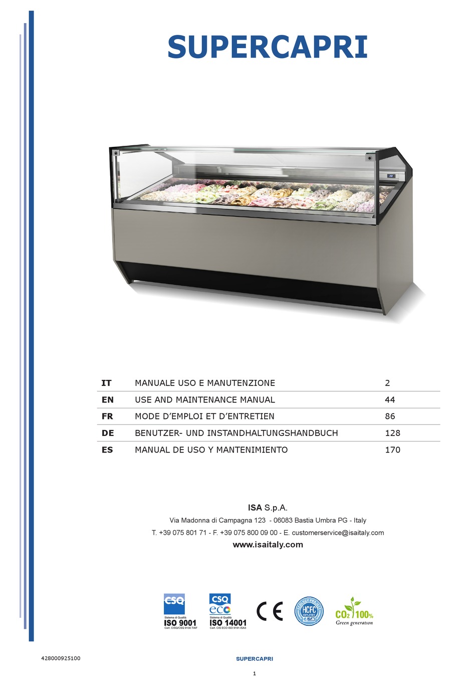ISA SUPERCAPRI SERIES USE AND MAINTENANCE MANUAL Pdf Download ManualsLib