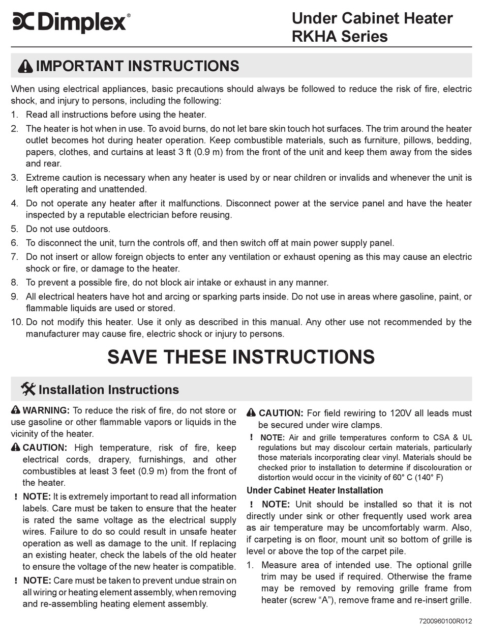 DIMPLEX RKHA SERIES MANUAL Pdf Download | ManualsLib