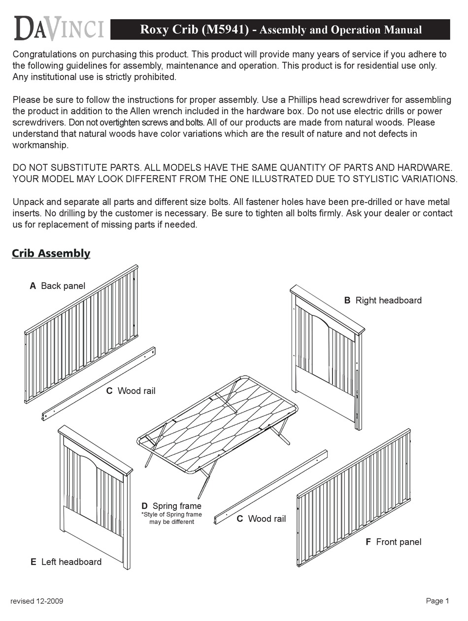 davinci crib spring frame