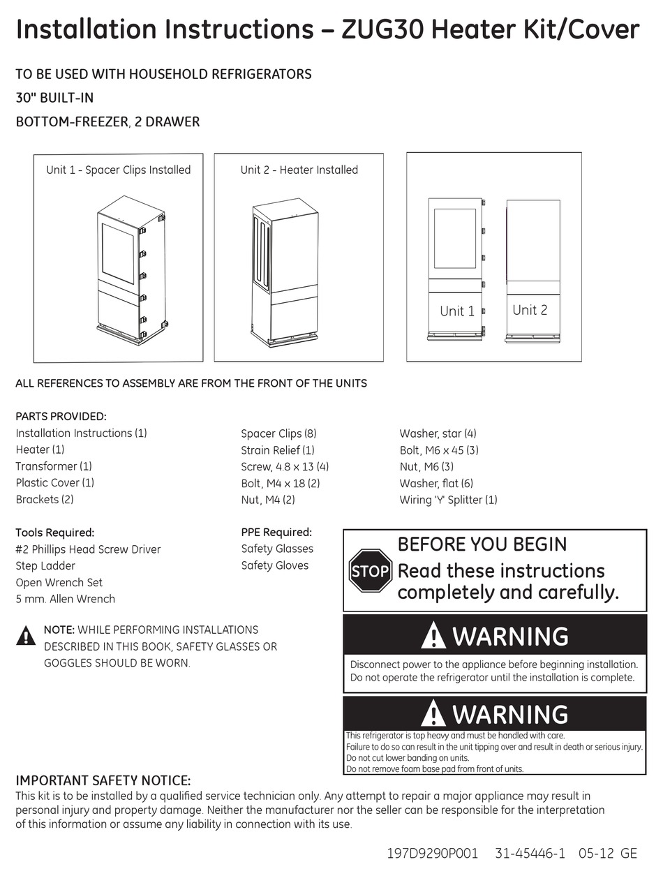 GE MONOGRAM ZUG30 INSTALLATION INSTRUCTIONS MANUAL Pdf Download