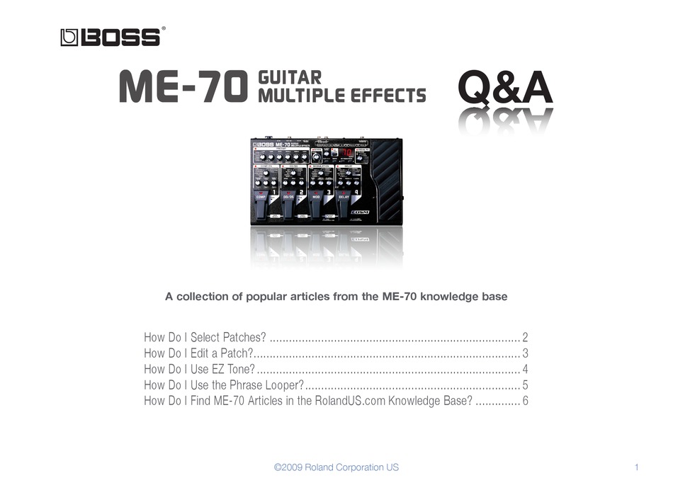 ROLAND BOSS ME70 Q&A Pdf Download ManualsLib