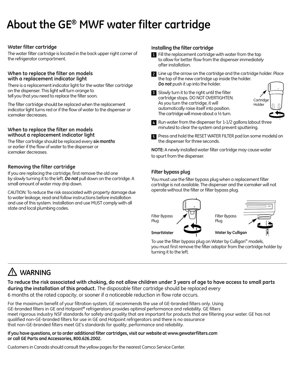Ge Mwf Series Quick Start Manual Pdf Download Manualslib