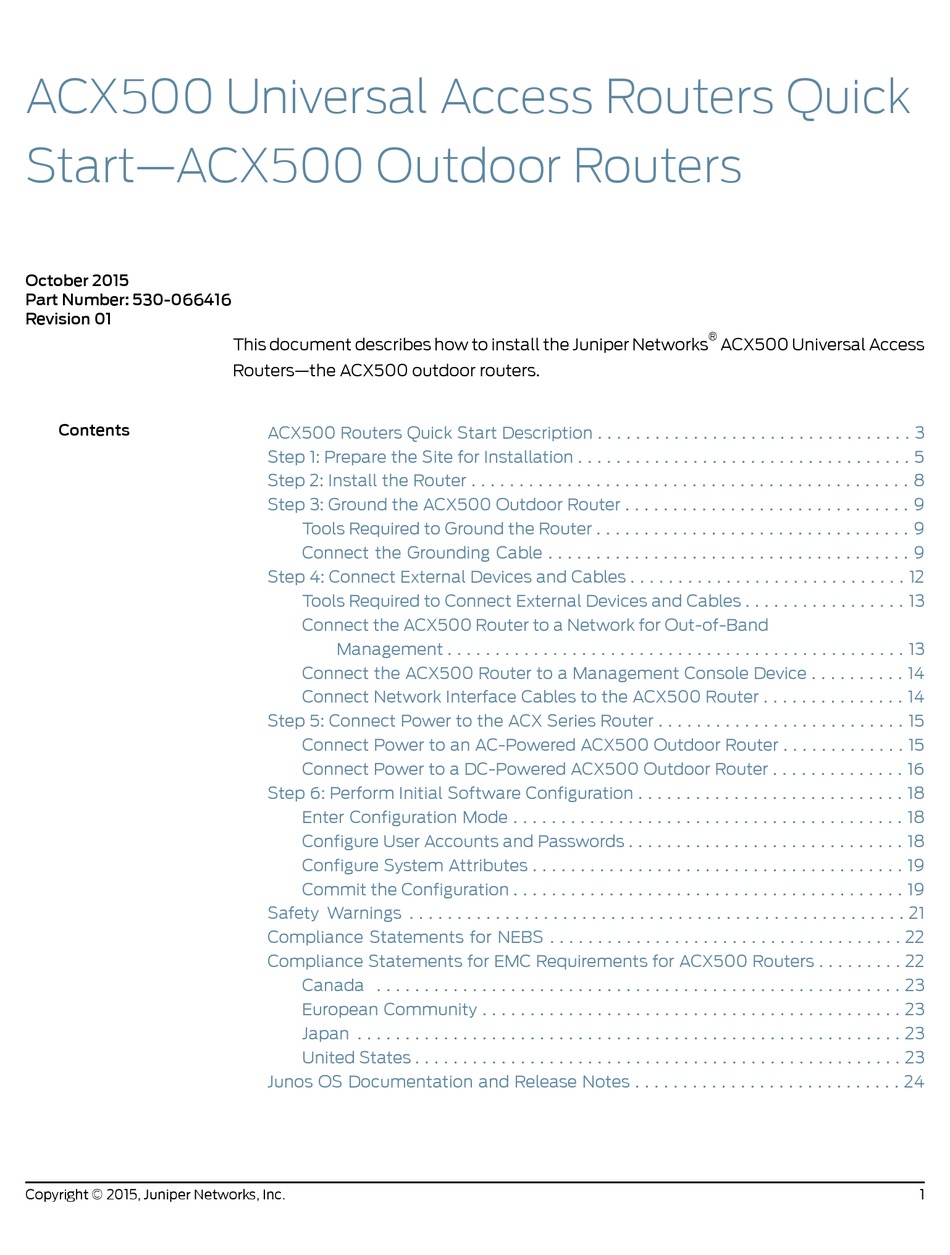 JUNIPER ACX500 QUICK START MANUAL Pdf Download ManualsLib