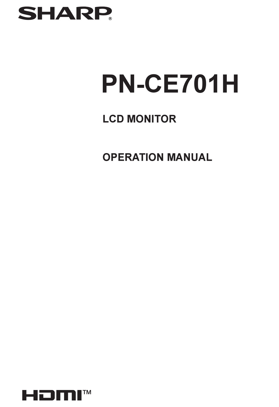 Sharp Pn Ce701h Operation Manual Pdf Download Manualslib