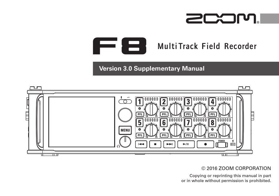 ZOOM F8 SUPPLEMENTARY MANUAL Pdf Download ManualsLib
