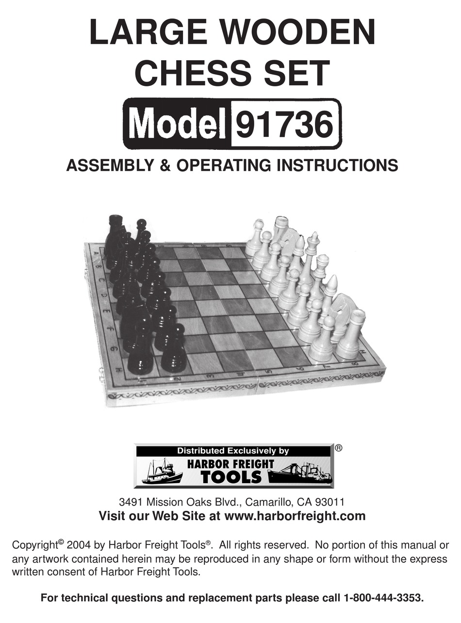 HARBOR FREIGHT TOOLS 91736 ASSEMBLY & OPERATING INSTRUCTIONS Pdf