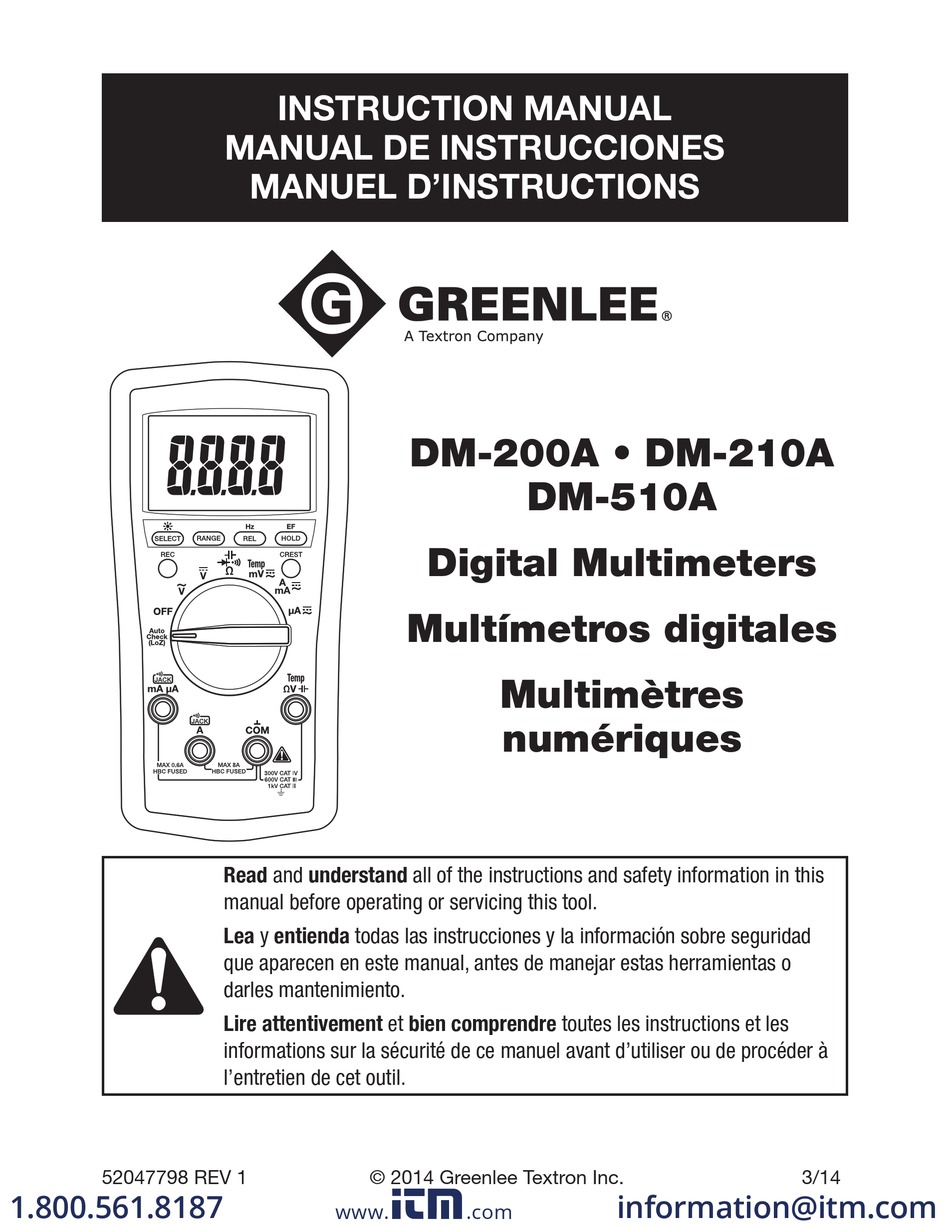 GREENLEE DM-200A INSTRUCTION MANUAL Pdf Download | ManualsLib