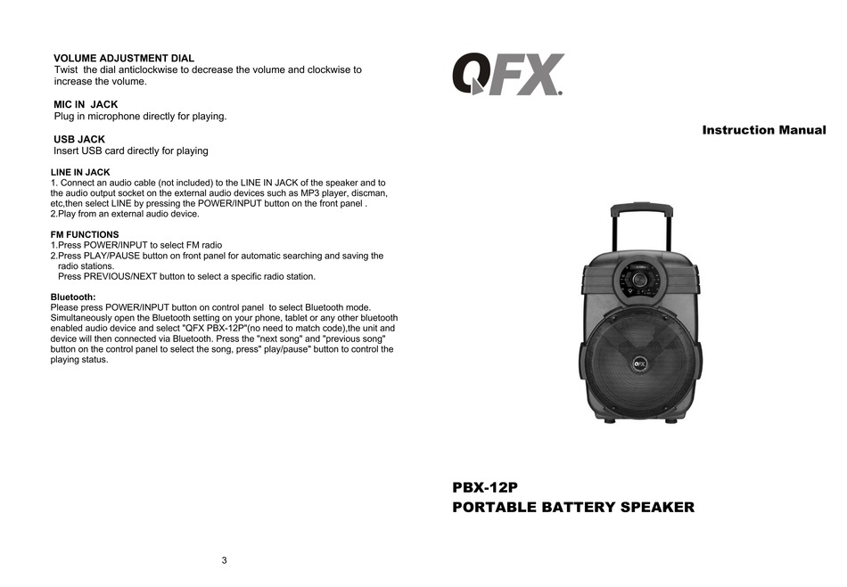 QFX PBX-12P INSTRUCTION MANUAL Pdf Download | ManualsLib