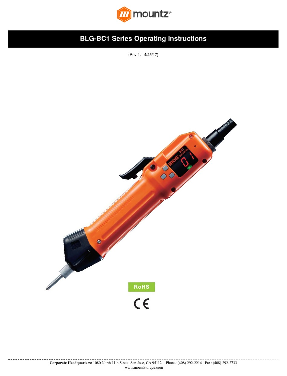 MOUNTZ BLGBC1 SERIES OPERATING INSTRUCTIONS MANUAL Pdf Download