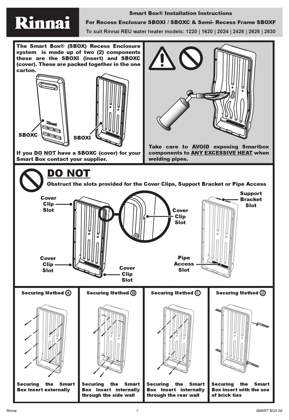 RINNAI SMART BOX SBOXI INSTALLATION INSTRUCTIONS Pdf Download | ManualsLib