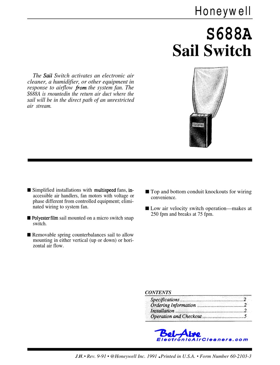 HONEYWELL S688A MANUAL Pdf Download | ManualsLib