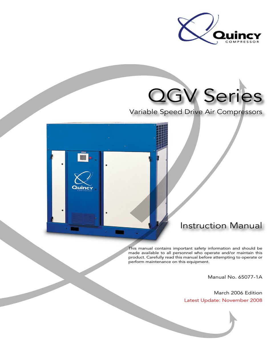 Quincy Qgv 100 Instruction Manual Pdf Download Manualslib