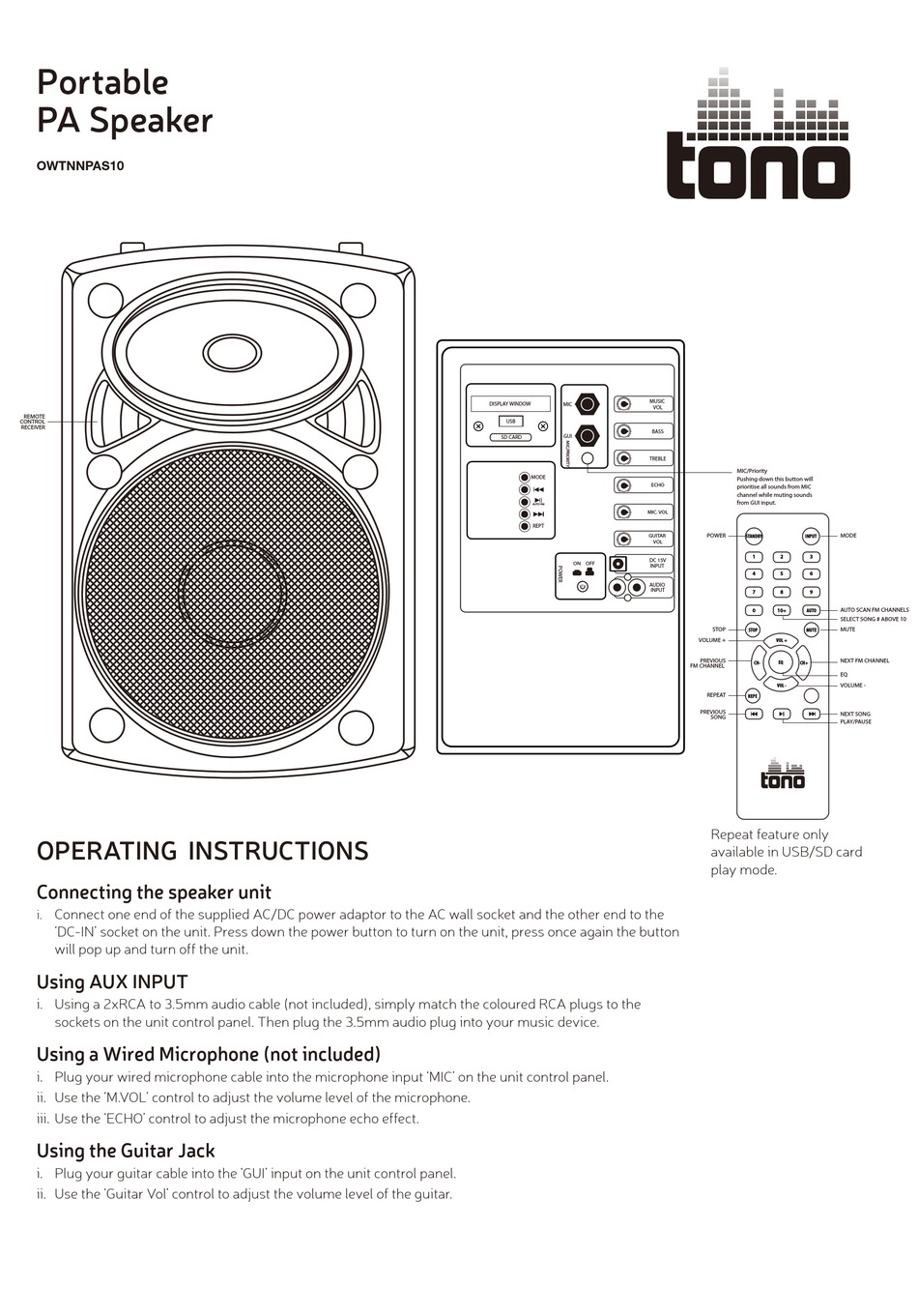 tono pa speaker