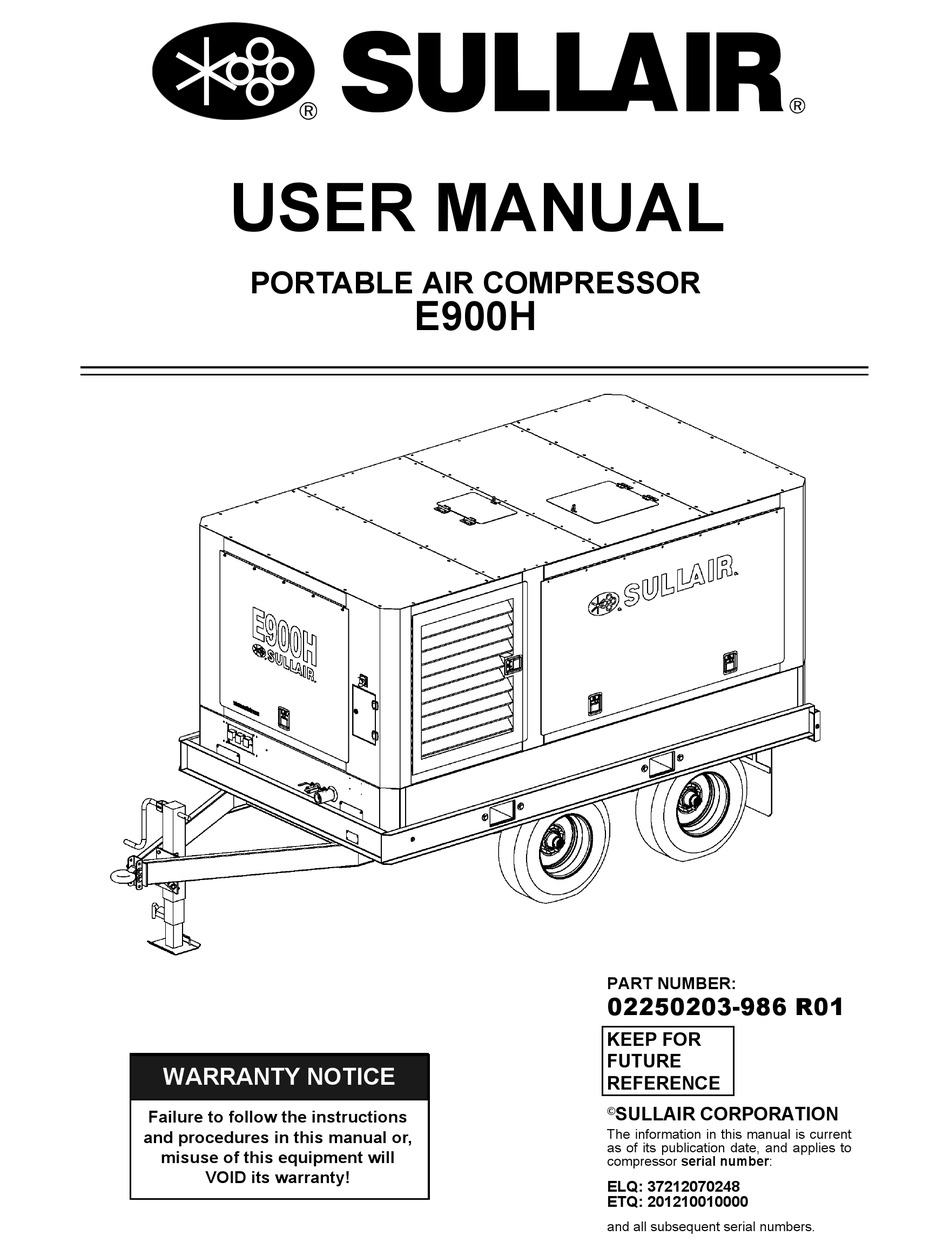 Sullair E900h User Manual Pdf Download Manualslib