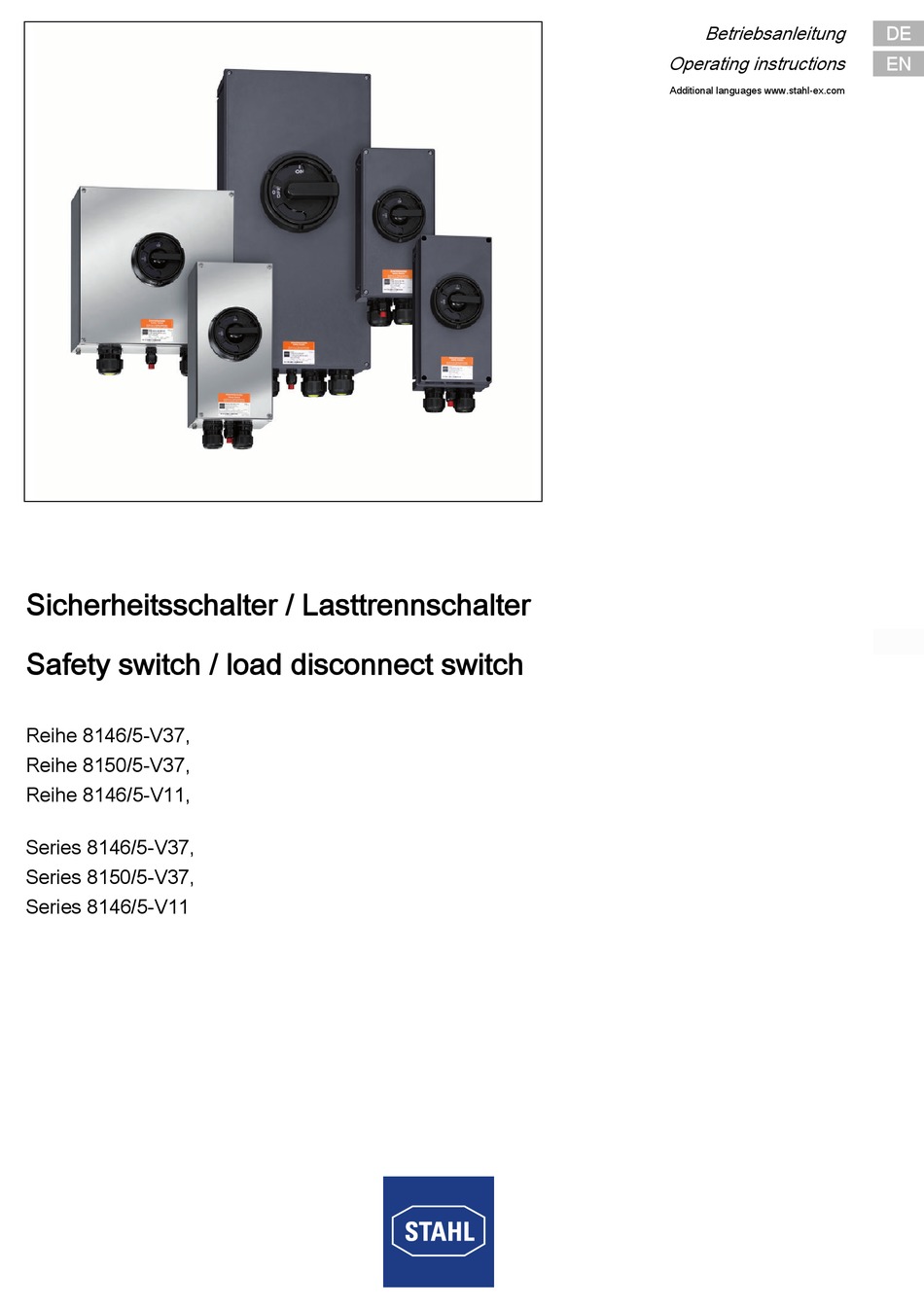 STAHL 8150/5V37 SERIES OPERATING INSTRUCTIONS MANUAL Pdf Download