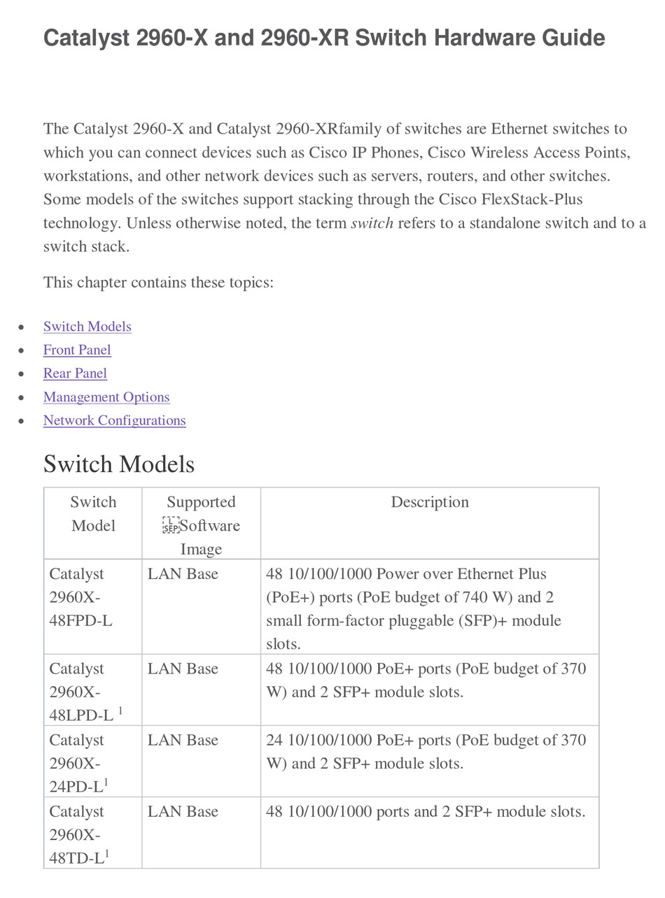 Cisco Catalyst 2960 X Series Hardware Manual Pdf Download Manualslib