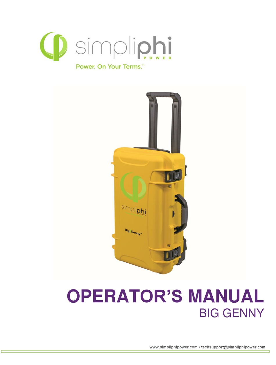 SIMPLIPHI BIG GENNY OPERATOR'S MANUAL Pdf Download | ManualsLib