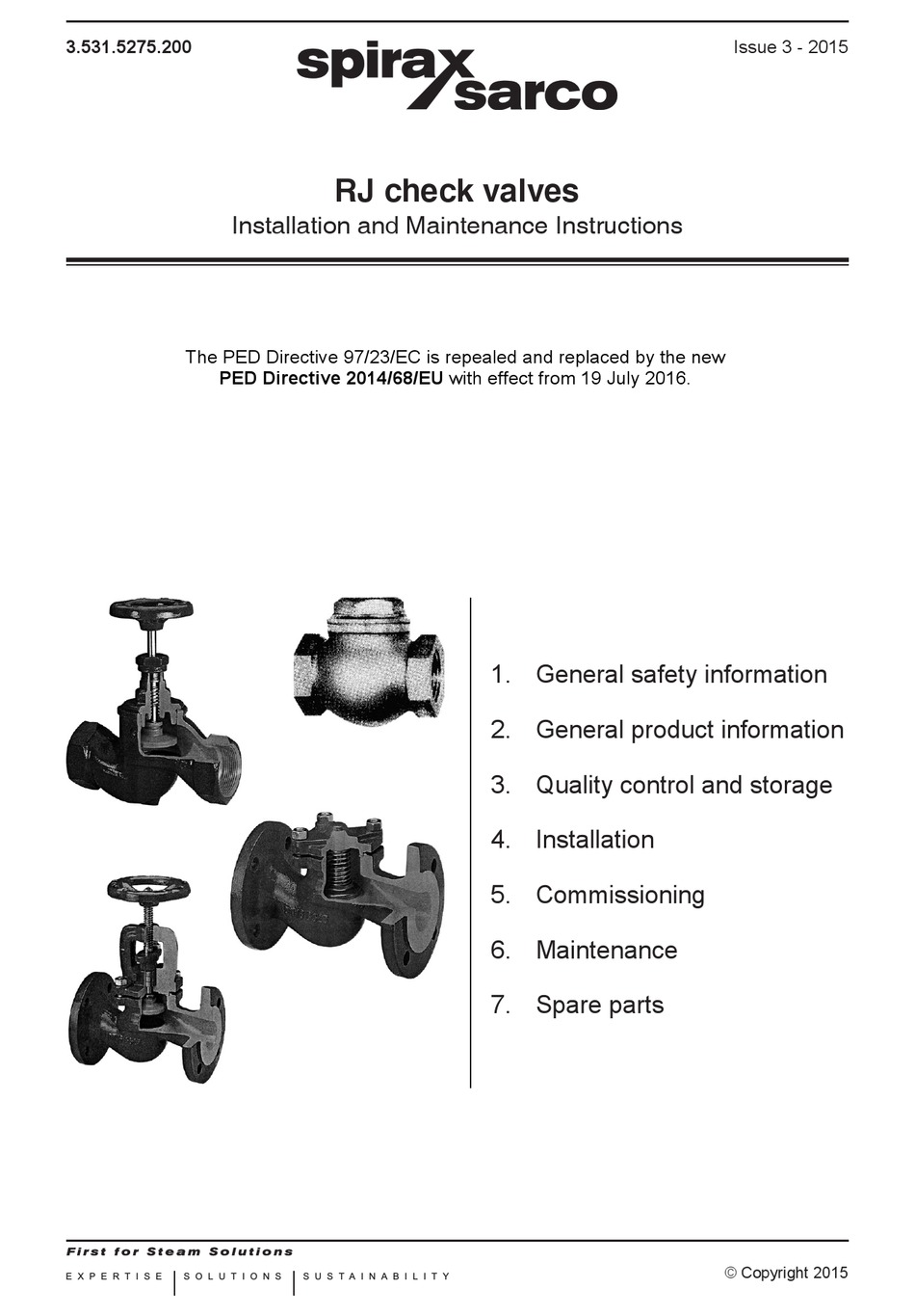 SPIRAX SARCO RJ216Z INSTALLATION AND MAINTENANCE INSTRUCTIONS MANUAL