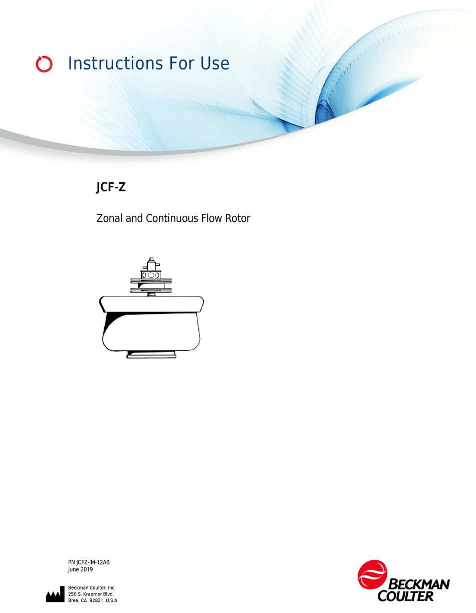 Beckman Coulter Jcf Z Instructions For Use Manual Pdf Download Manualslib