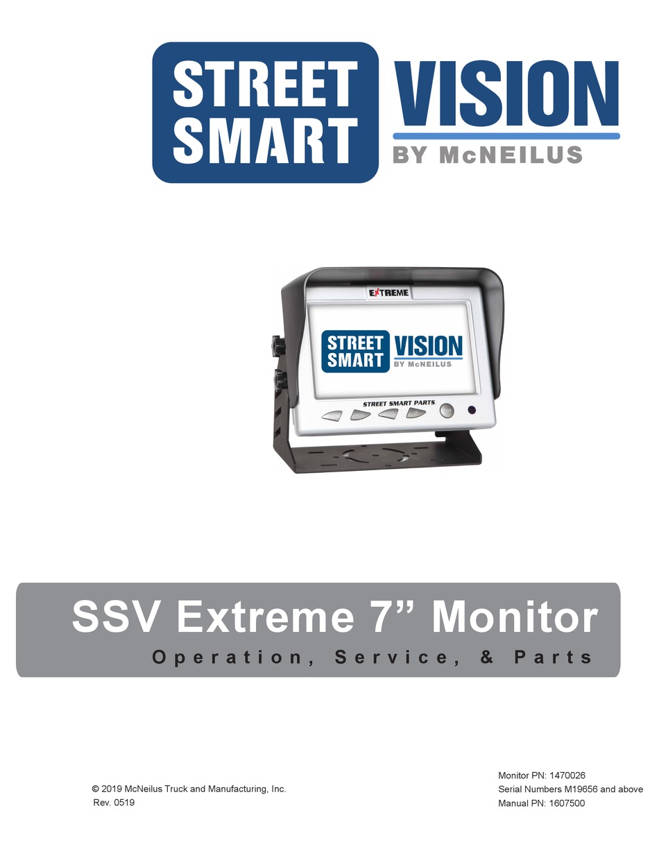 MCNEILUS STREET SMART VISION EXTREME OPERATION, SERVICE, & PARTS Pdf