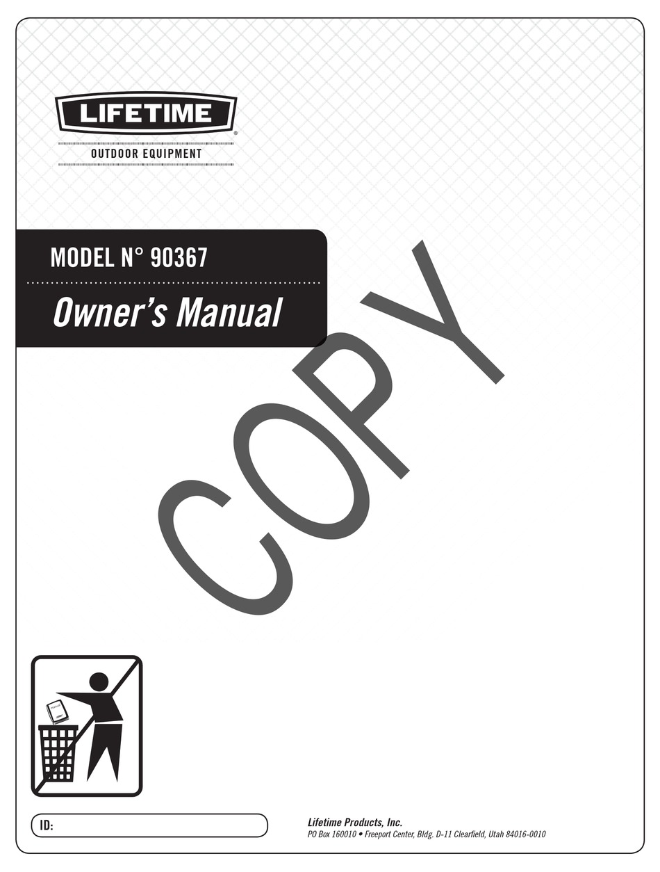 lifetime outdoor products on Lifetime 90367 Owner S Manual Pdf Download Manualslib