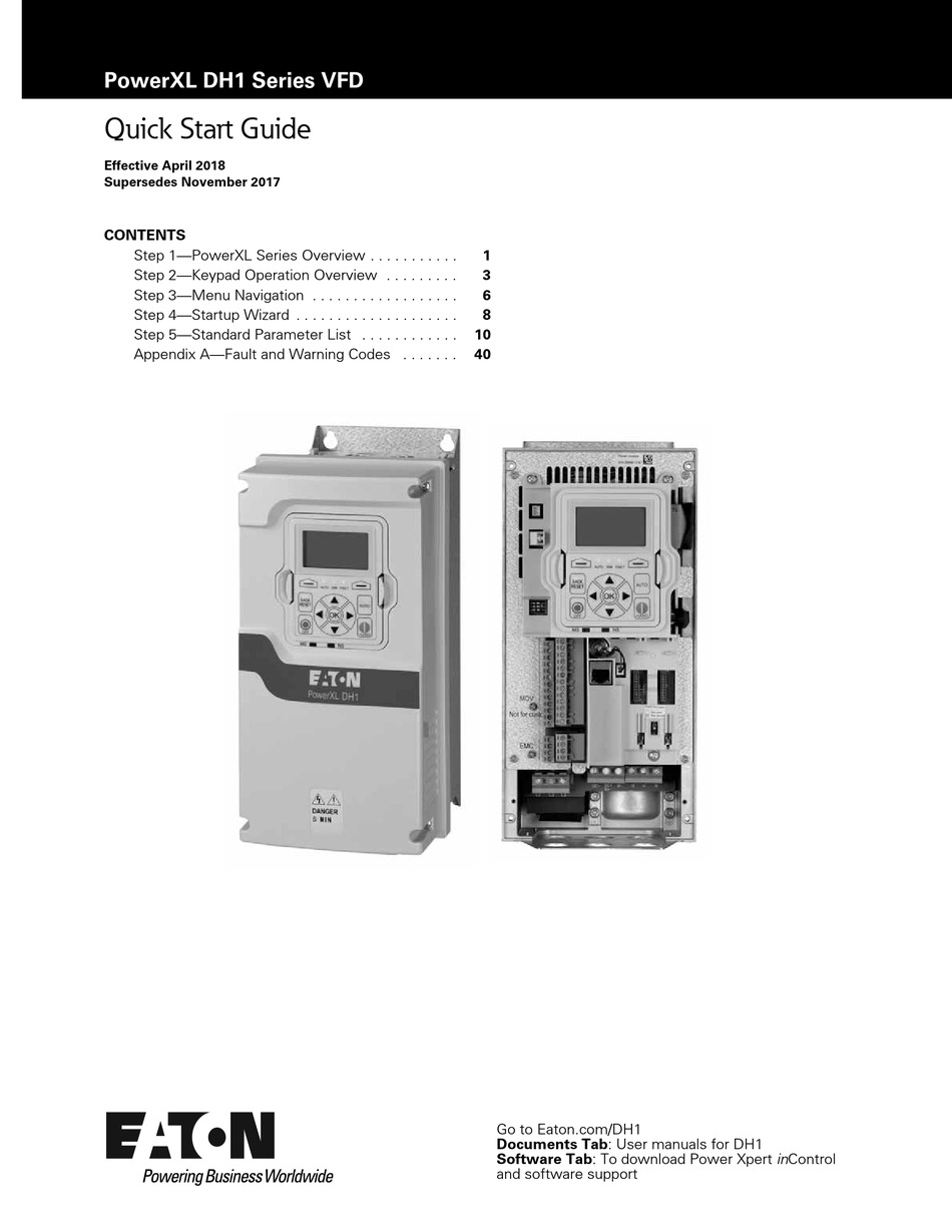 EATON POWERXL DH1 SERIES QUICK START MANUAL Pdf Download ManualsLib