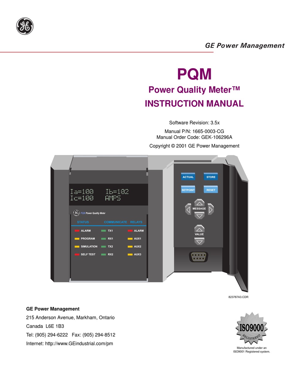 GE POWER QUALITY METER SERIES INSTRUCTION MANUAL Pdf Download ManualsLib
