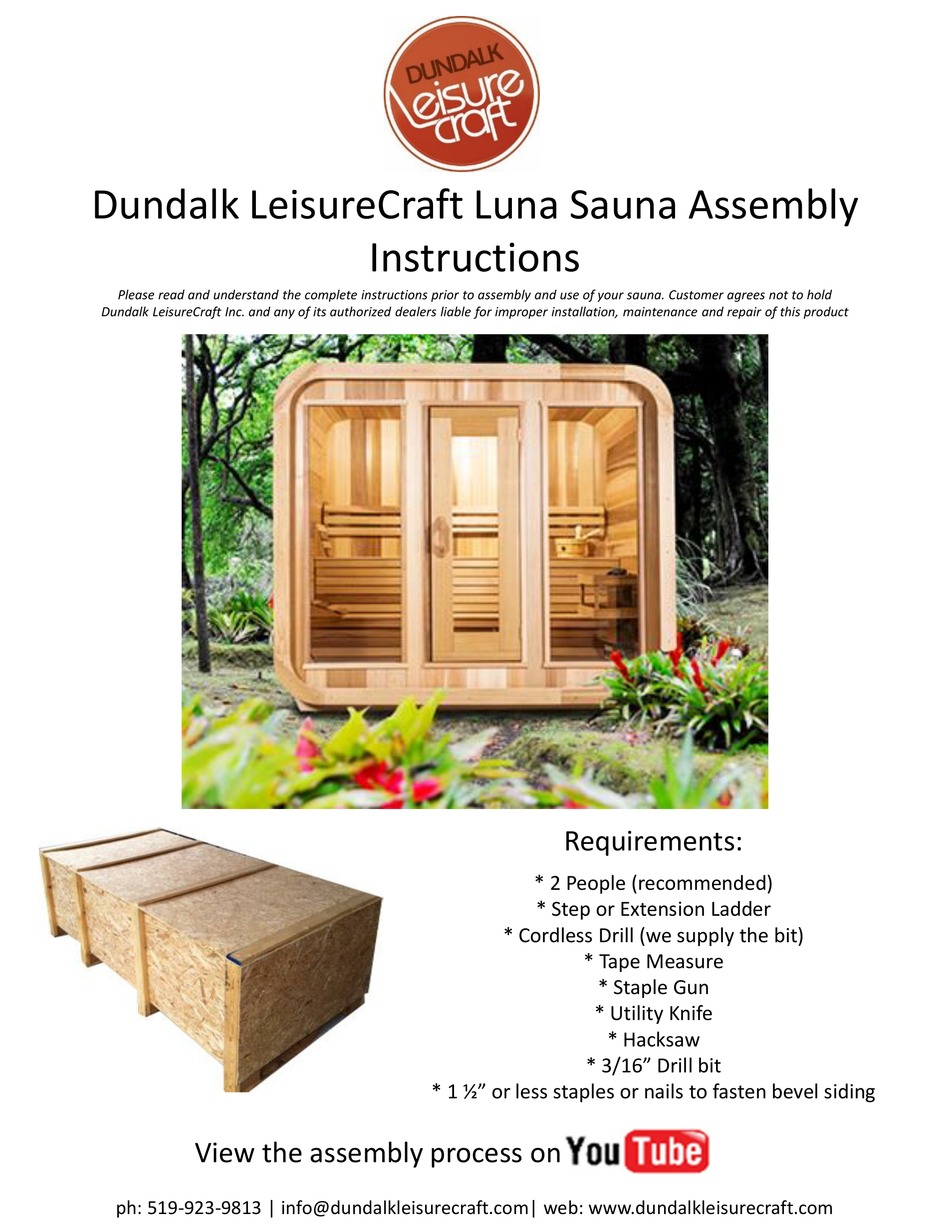 DUNDALK LEISURECRAFT LUNA ASSEMBLY INSTRUCTIONS MANUAL Pdf Download