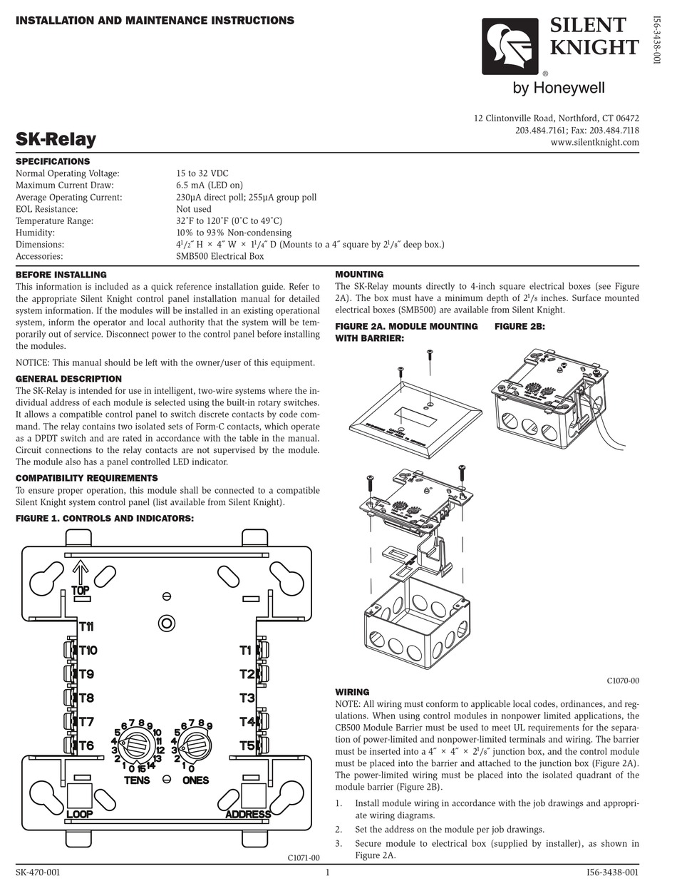 HONEYWELL SILENT KNIGHT SK-RELAY INSTALLATION AND MAINTENANCE INSTRUCTIONS Pdf Download | ManualsLib