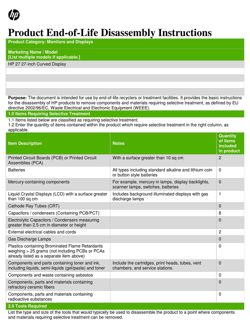 HP 27 SERIES DISASSEMBLY INSTRUCTIONS MANUAL Pdf Download | ManualsLib