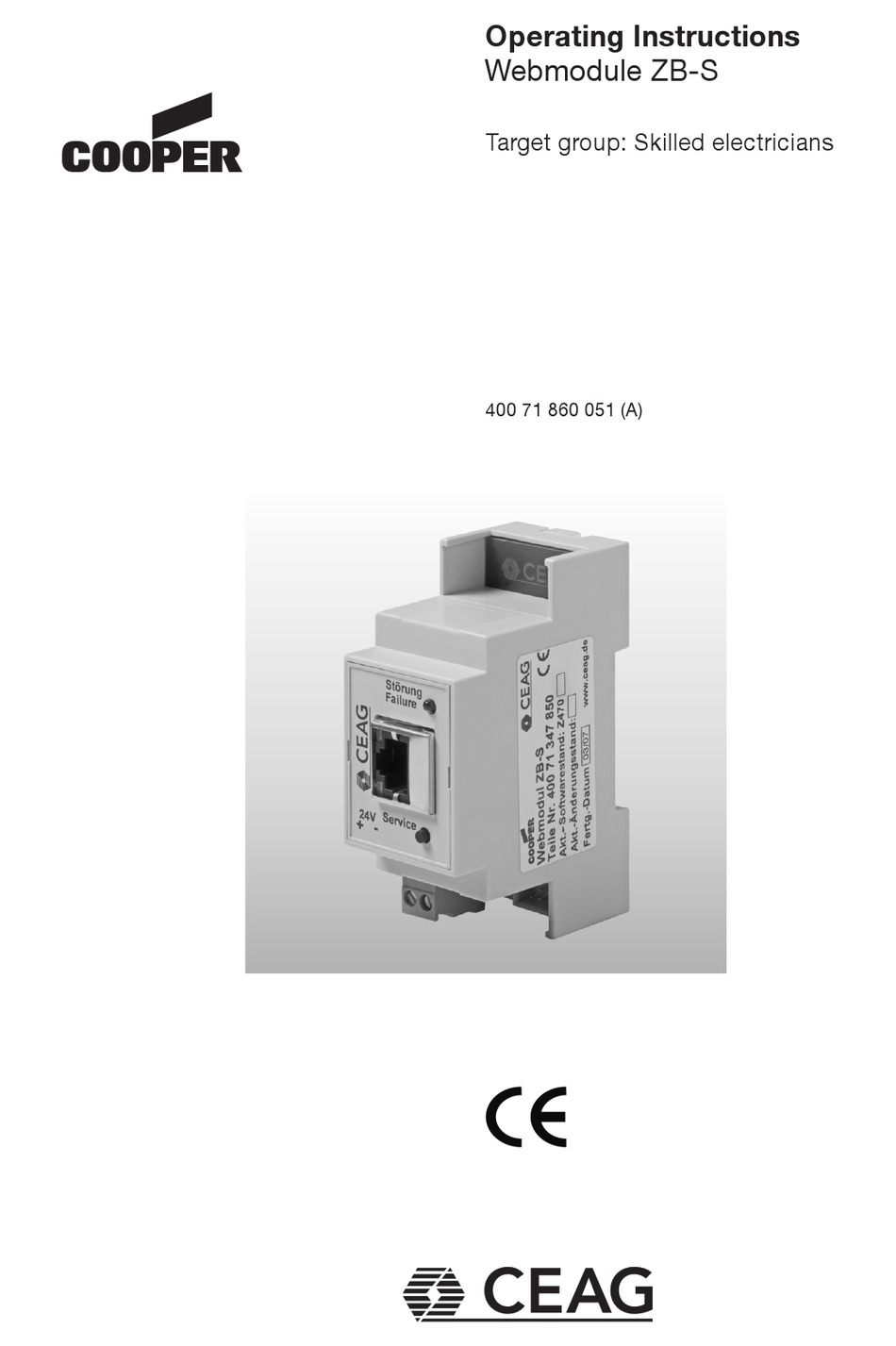 COOPER CEAG WEBMODULE ZB-S OPERATING INSTRUCTIONS MANUAL Pdf Download ...