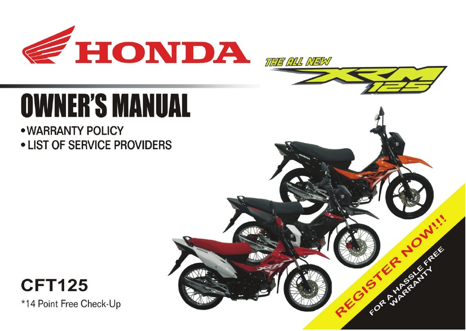 Honda Xrm125 18 Owner S Manual Pdf Download Manualslib