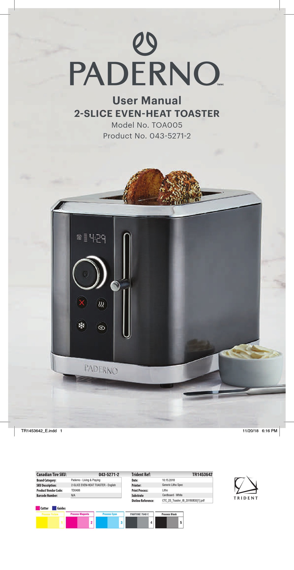PADERNO TOA005 USER MANUAL Pdf Download ManualsLib